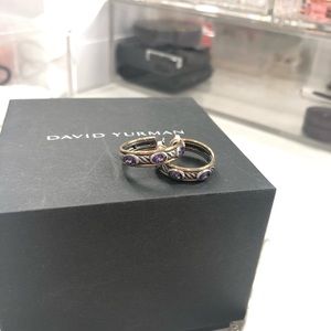 Sterling Silver & 18k Gold Amethyst Hoop Earrings